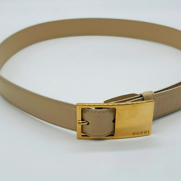 Gucci Accessories - Gucci Tan & Gold Leather Belt - 100 cm Vintage
